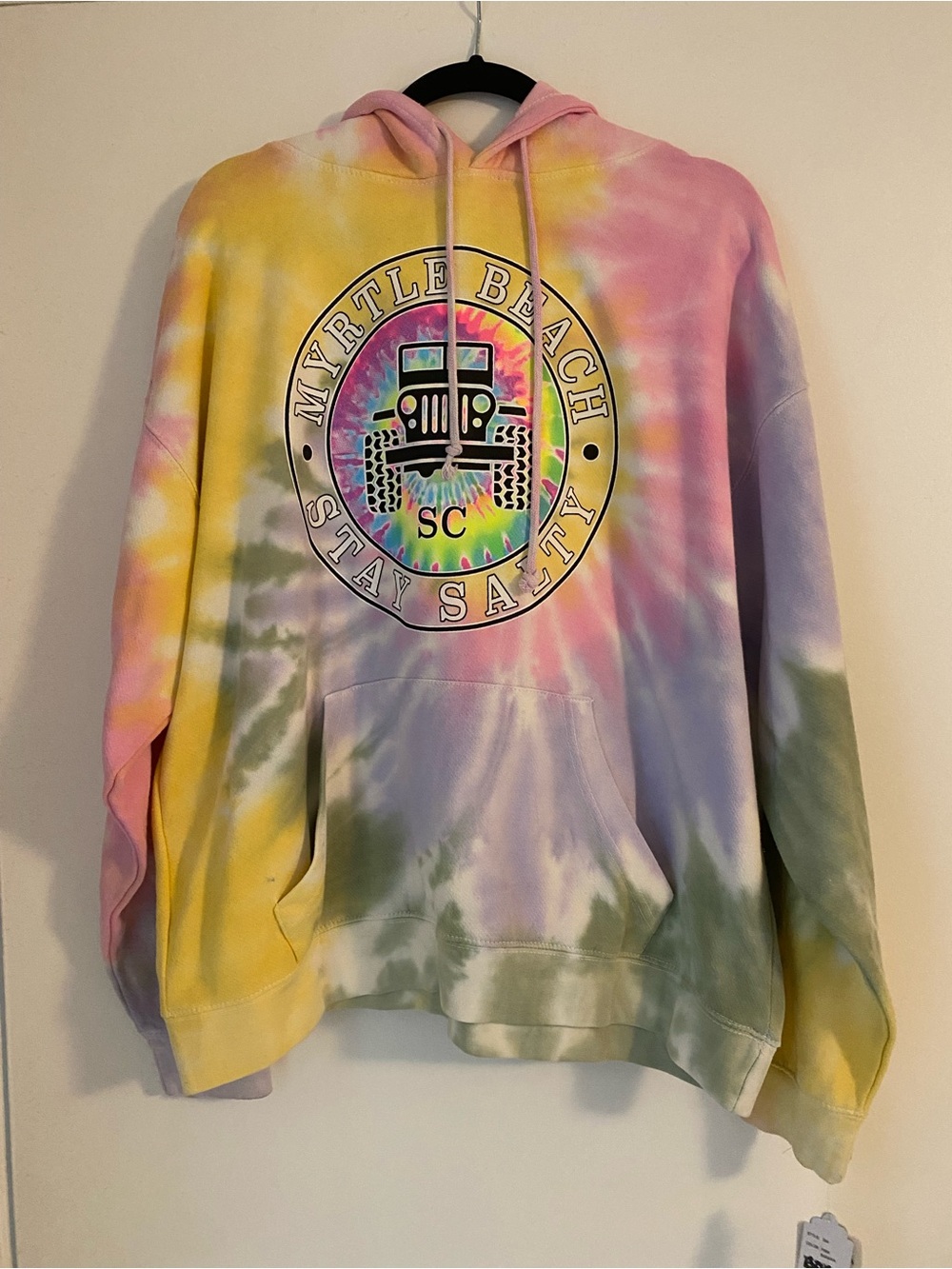 Myrtle Beach Tie-Dye Hoodie Sweatshirt - Pastel Multicolor